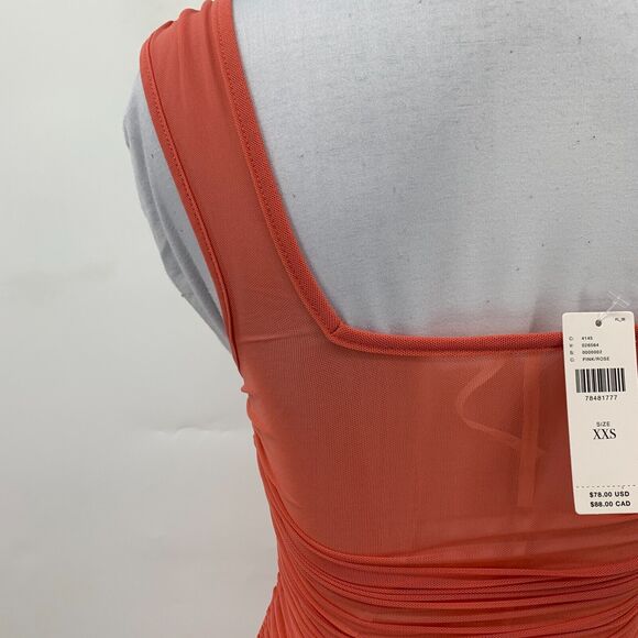 Anthropologie Sheer Mesh Cover Up Dress Womens 2XS Rose Knit Column Ruched Tie - Picture 11 of 16